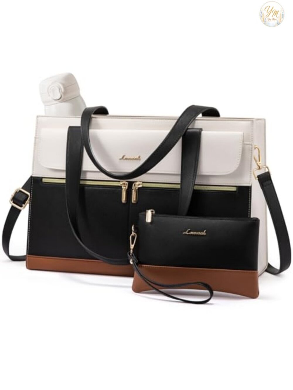 PU Leather Laptop Tote Bag for Women 15.6 inch Work Briefcase Shoulder Handbag
